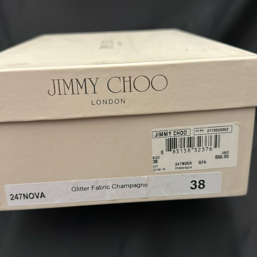 Authentic Jimmy Choo Nova Champagne Glittery Peep Toe Slingbacks w/ Original Box - Picture 16 of 16